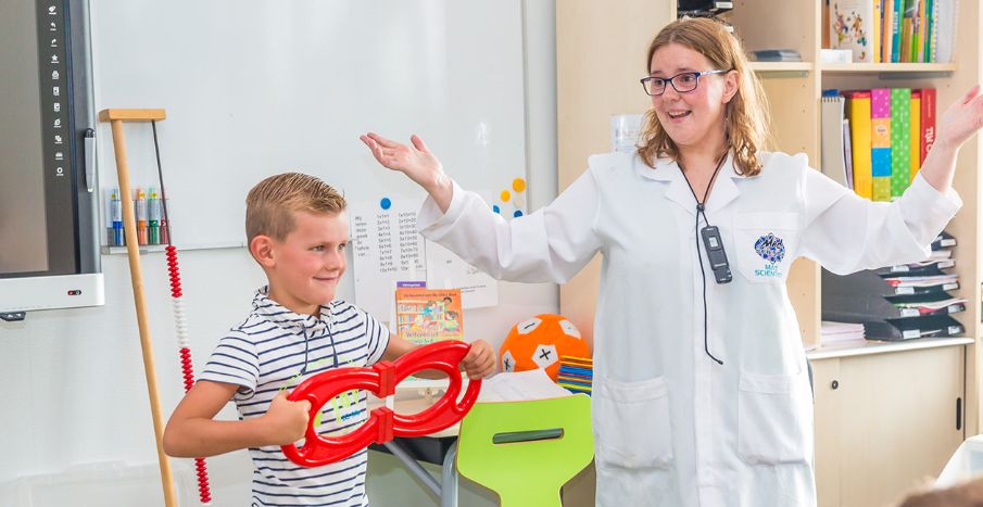 Instructor with boy